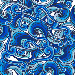 Abstract blue curve seamless pattern