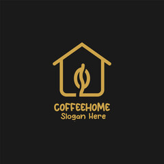Coffee home logo design concept inspiration. Home coffee logo golden style logo template.