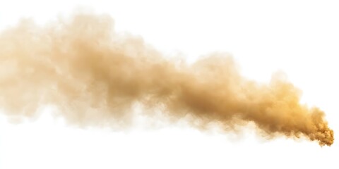 Golden fog or smoke. Golden smog clouds rising from bottom to top on floor, isolated on white background special effect. Magic haze. 