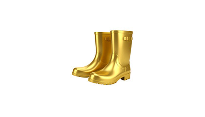 Isolated yellow rubber shoes, rain boots on white background
