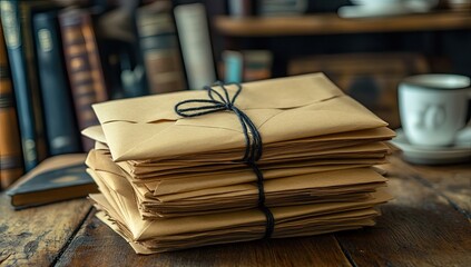 Stack of old letters tied with twine