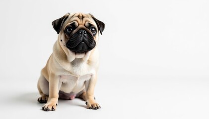 Adorable pug dog isolated on white background, adorable, dog