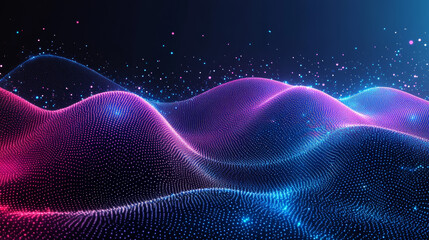 Fototapeta premium Abstract digital landscape of glowing particles (40)