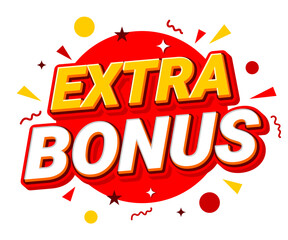 Extra bonus 3d text icon for sales promotion. Label sticker design element and sales promotion tag. Vector illustration