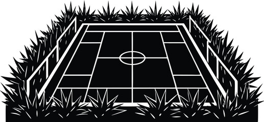 Flat sports field silhouette with grassy ground and clear horizon. Minimal outdoor landscape perfect for sports, nature, training, and recreation themes. Vector background illustration