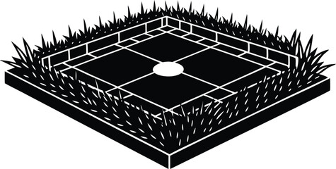 Flat sports field silhouette with grassy ground and clear horizon. Minimal outdoor landscape perfect for sports, nature, training, and recreation themes. Vector background illustration