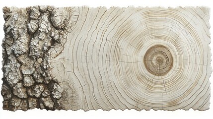 Wood slice art, bark and rings