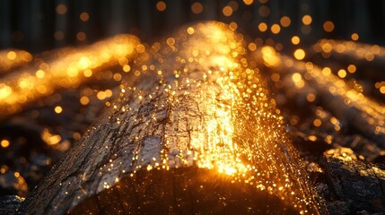 Burning log glowing embers
