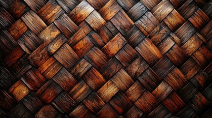 Intricate woven dark brown wood texture