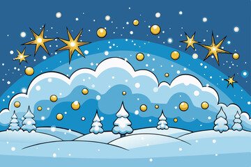 Magical snowfall with sparkling lights vector illustration