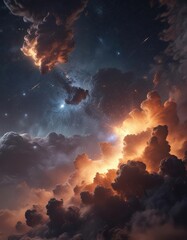 Fototapeta premium Intricate cosmic dust clouds, vibrant starlight , stellar, photography, dark