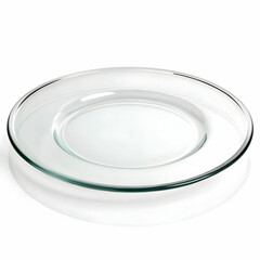 A transparent glass plate is isolated on a white background, showcasing its sleek, minimalist design