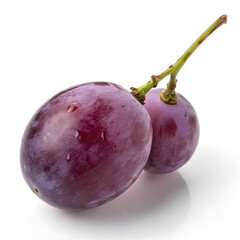 A bunch of fresh grapes is isolated on a white background, highlighting their plump texture, rich color, and juicy sweetness