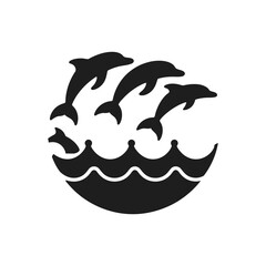 Dolphins Playing In Waves Icon