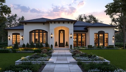 Obraz premium Modern House Exterior Twilight.