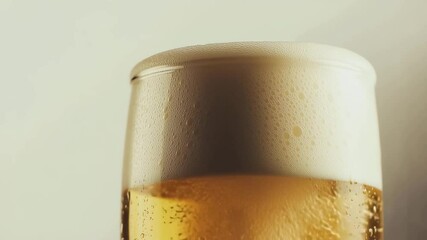 Effervescent beer pouring sequence with frothy foam dynamics in a tall glass - Powered by Adobe