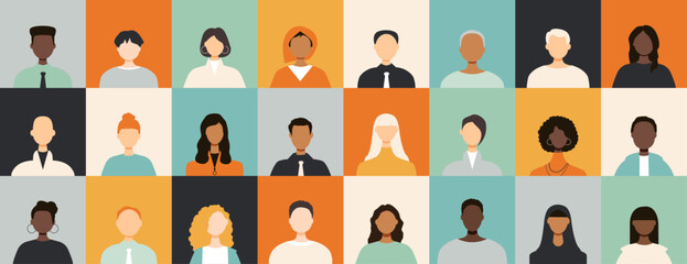 Icons of different people. Modern design.	