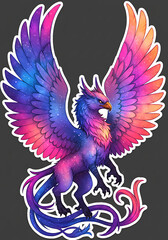 Obraz premium Celestial Griffin Majestic Wings Galaxy Colors Fantasy Art