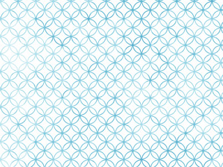 Fototapeta premium 七宝文様 ブルー 水彩のにじみが美しい背景 日本の伝統的な和柄