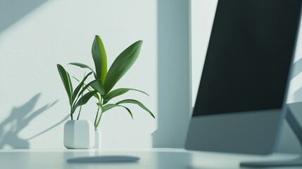 Modern graphic design studio corner showcasing clean, minimalist aesthetics and creative workspace design.