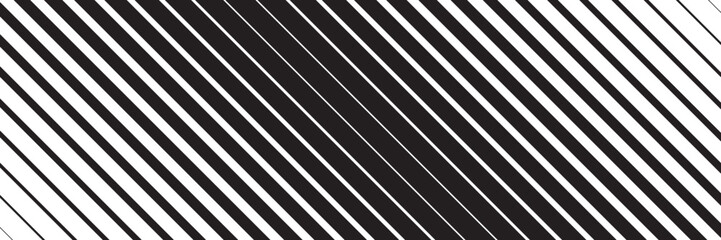 Diagonal black and white stripes pattern. Graphic background with slanted lines, modern geometric design, high contrast optical illusion texture. Abstract vector illustration.