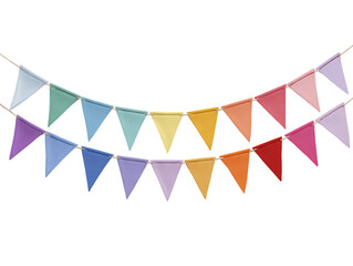Obraz premium Rainbow Triangular Bunting Flags on Twine, PNG