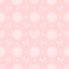 seamless pattern with flowers and hearts