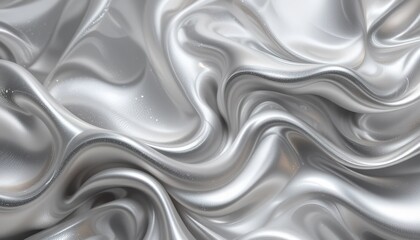 Fototapeta premium Silver Fabric Waves with Subtle Glittering Highlights and Smooth