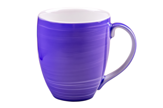 Ceramic coffee mug, purple, kitchenware, swirl, drinkware, isolated, cut out transparent