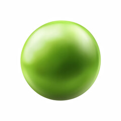Single green pea with smooth glossy surface and round shape, isolated on transparent background.