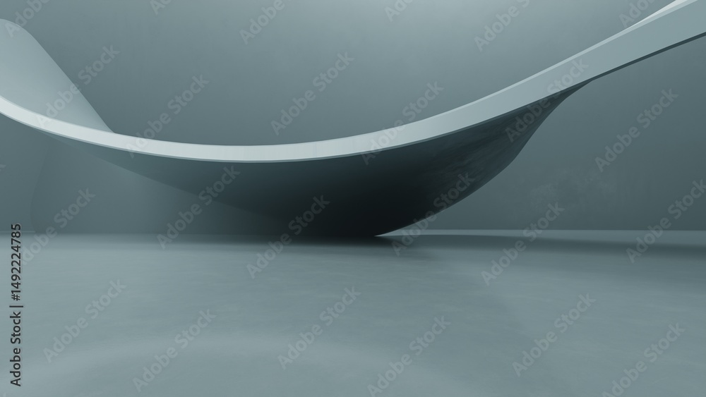 Aufkleber abstract architectural space with empty concrete floor, geometric in dark sci-fi interior design, 3d