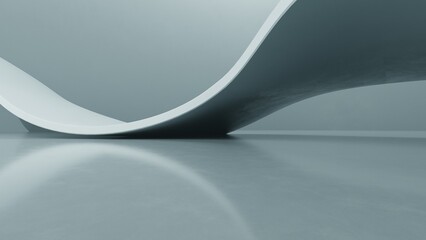 Abstract architectural space with empty concrete floor, Geometric in dark sci-fi interior design, 3d rendering background