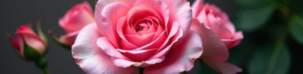 Delicate pink Damascus rose, overhead view Petals fully open, isolated , elegant, fragrant