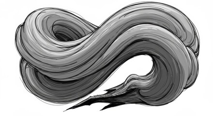 Abstract Monochrome Swirling Wave Design Infinity Loop Artistic Ink Sketch