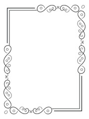 Elegant black and white rectangular border design with swirl flourishes for certificates and invitations