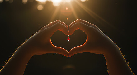 Golden hour heart hands love hope peace sunlight