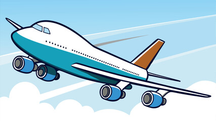 Fototapeta premium Big Commercial Airplane Taking off, Side View, Isolated on White Background Vector. 