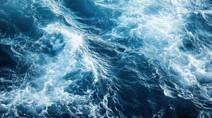 Fototapeta premium Waves crashing crystal blue ocean nature photography foamy surface aerial view calm and inviting waters