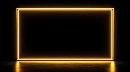 Showcase elegant golden rectangle frame with subtle glowing effect studio setting digital art minimalist environment front view luxury concept