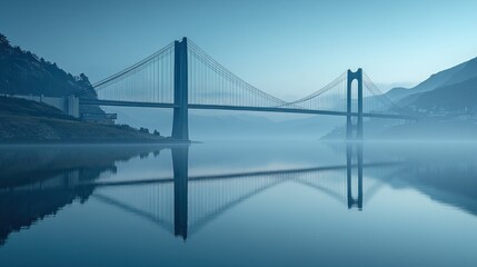 Obraz premium Misty morning bridge reflection