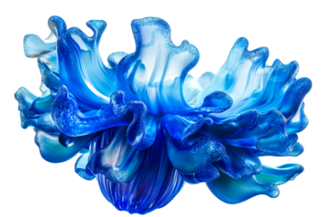 Oceanic blue abstract shape with glitter texture, cut out transparent