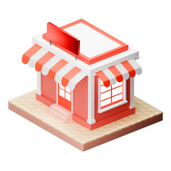 minimalist shop with red theme