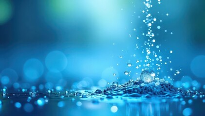 Vibrant blue raindrops cascade on pristine white , design, pure