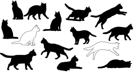 Feline Frolic: A Silhouette Symphony AI Generated