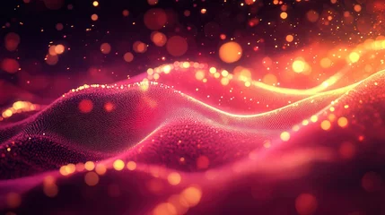 Keuken achterwand Bordeaux Abstract digital landscape of undulating crimson waves with warm golden highlights  © Surung