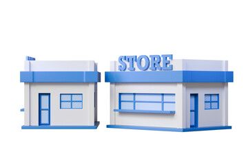 3D Shop store building on isolated purple background. Shop rental or sale. business investment, Online shopping concept. Business and commerce. Creative minimal cartoon icon design. 3d rendering.