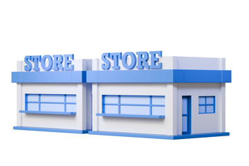 3D Shop store building on isolated purple background. Shop rental or sale. business investment, Online shopping concept. Business and commerce. Creative minimal cartoon icon design. 3d rendering.
