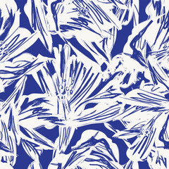Blue Abstract Floral Seamless Pattern Design