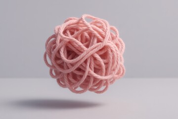 Floating Ball of Pink Yarn, Symbolizing Knitting, Crafts, or Abstract Concepts with its Soft Texture and Gentle Color