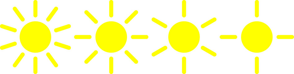 Sun icon set in yellow, Sun simple icons collection